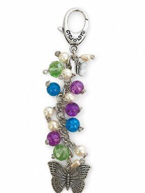 Beaded Butterfly Purse Charm – Green, Blue & Purple Beads